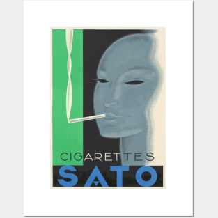Cigarettes Sato - Vintage Art Deco Advertising Poster Design Posters and Art